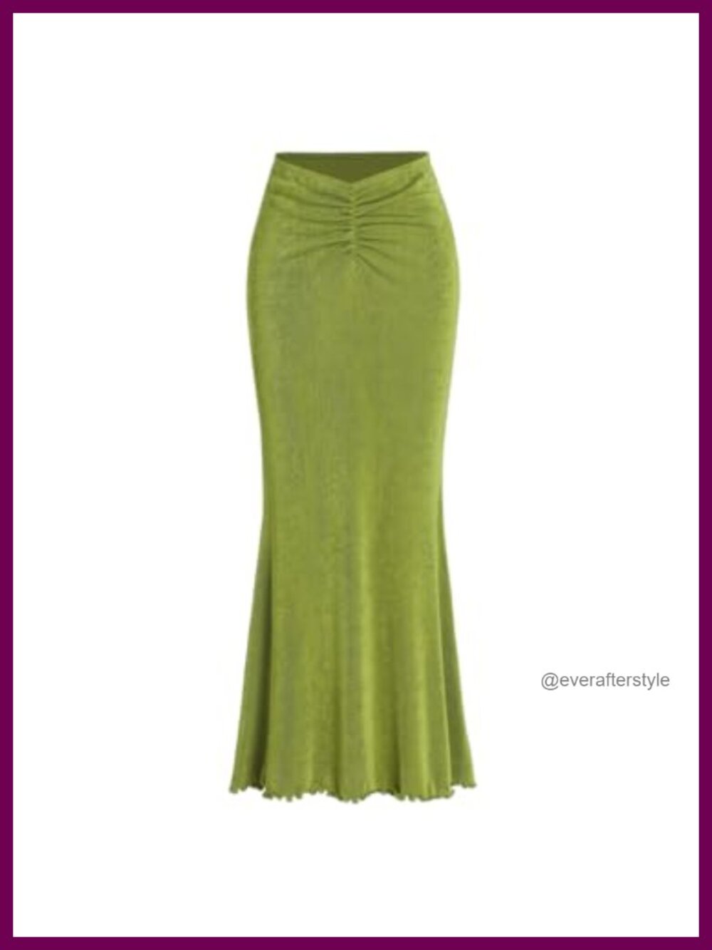 High Waist Mermaid Maxi Skirt Fishtail Ruched Bodycon Lettuce Trim Stretch